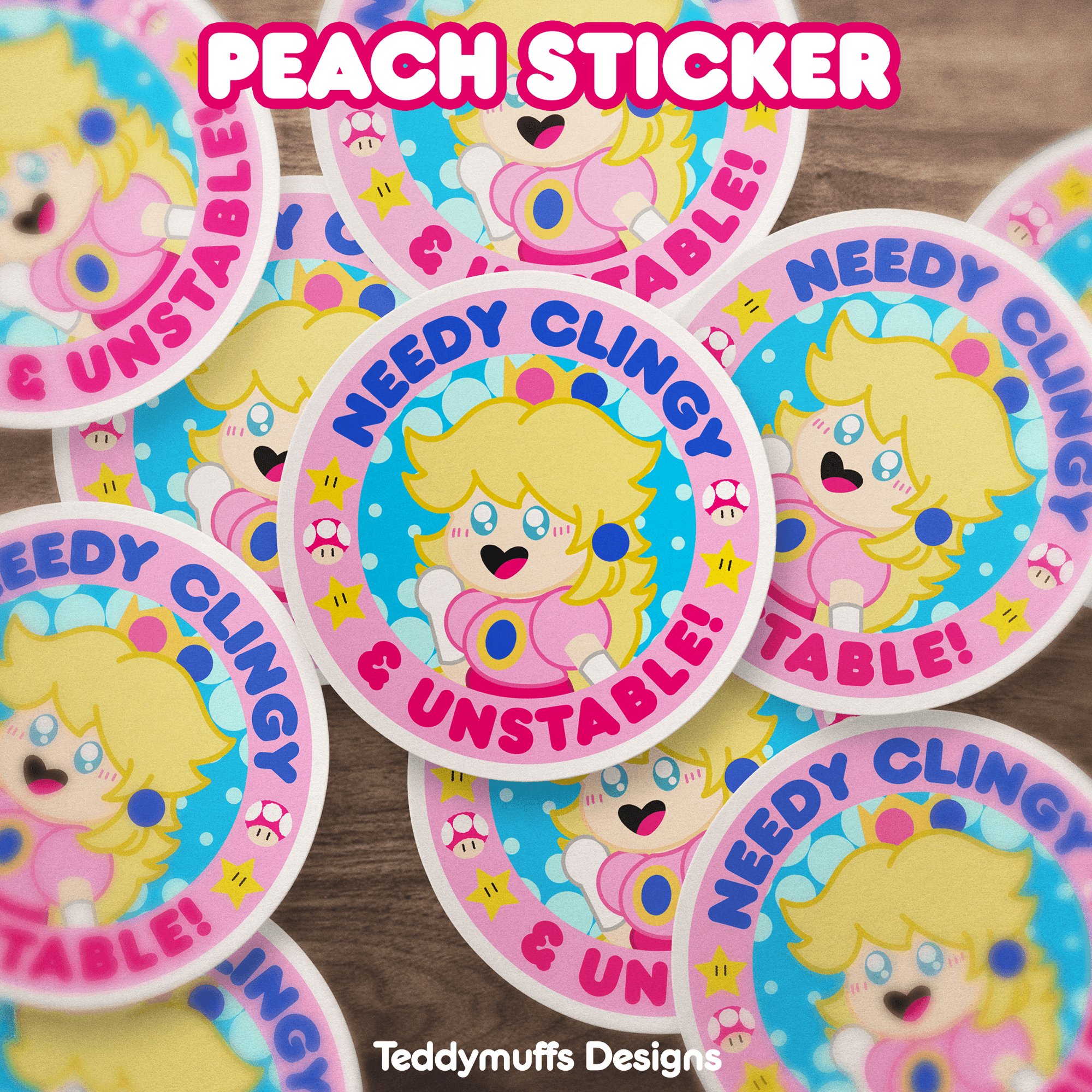 Princess Peach Sticker - Teddymuffs Designs