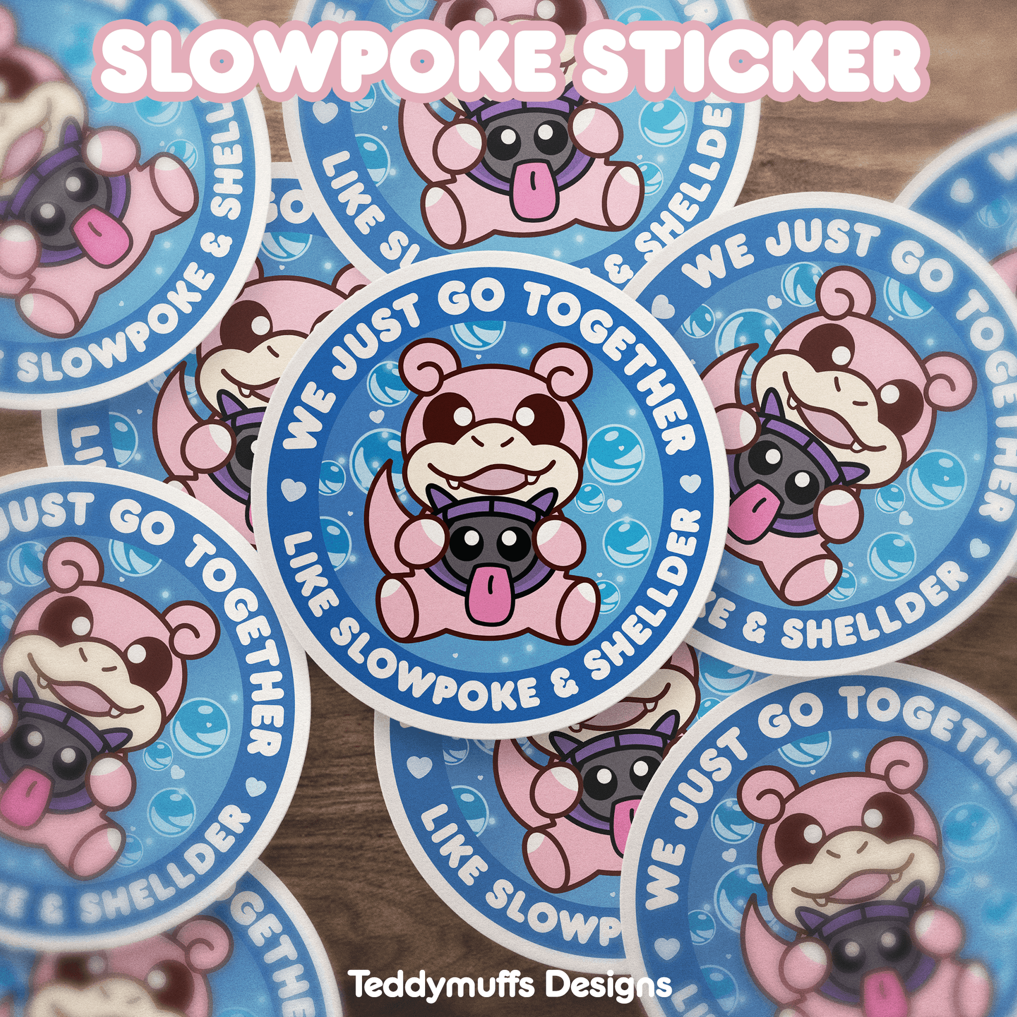 Slowpoke & Shellder Sticker - Teddymuffs Designs