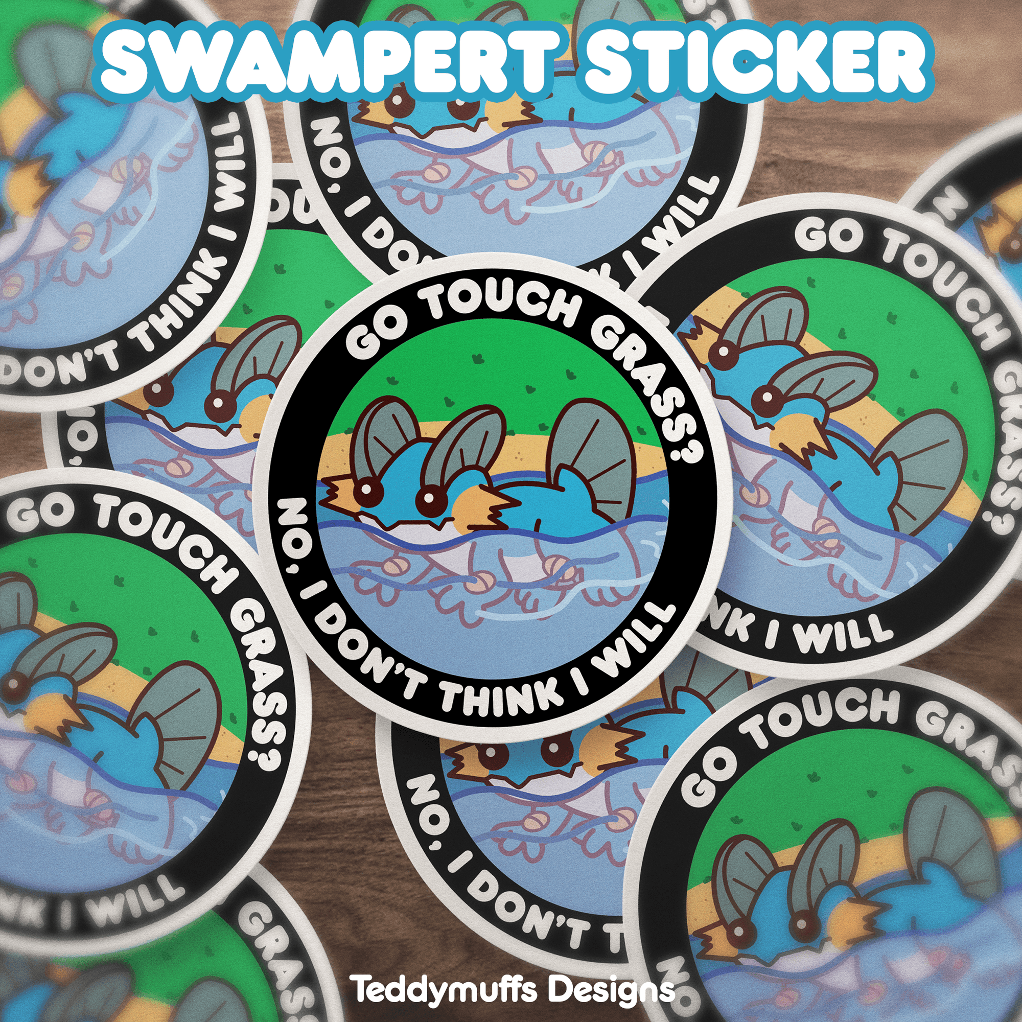 Swampert Sticker - Teddymuffs Designs