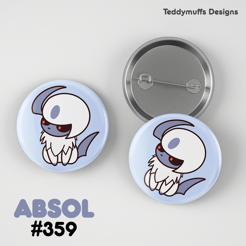 Absol Button Pin - Teddymuffs Designs