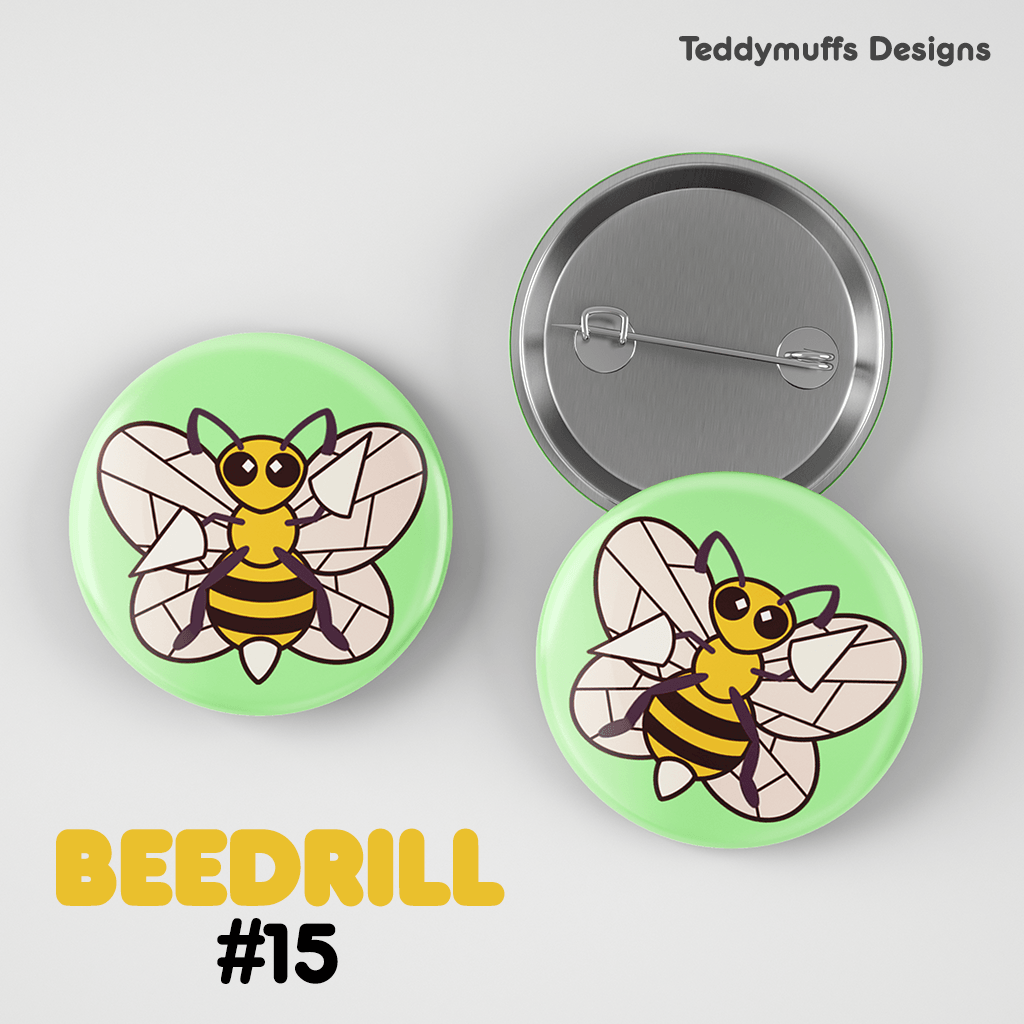 Beedrill Button Pin - Teddymuffs Designs