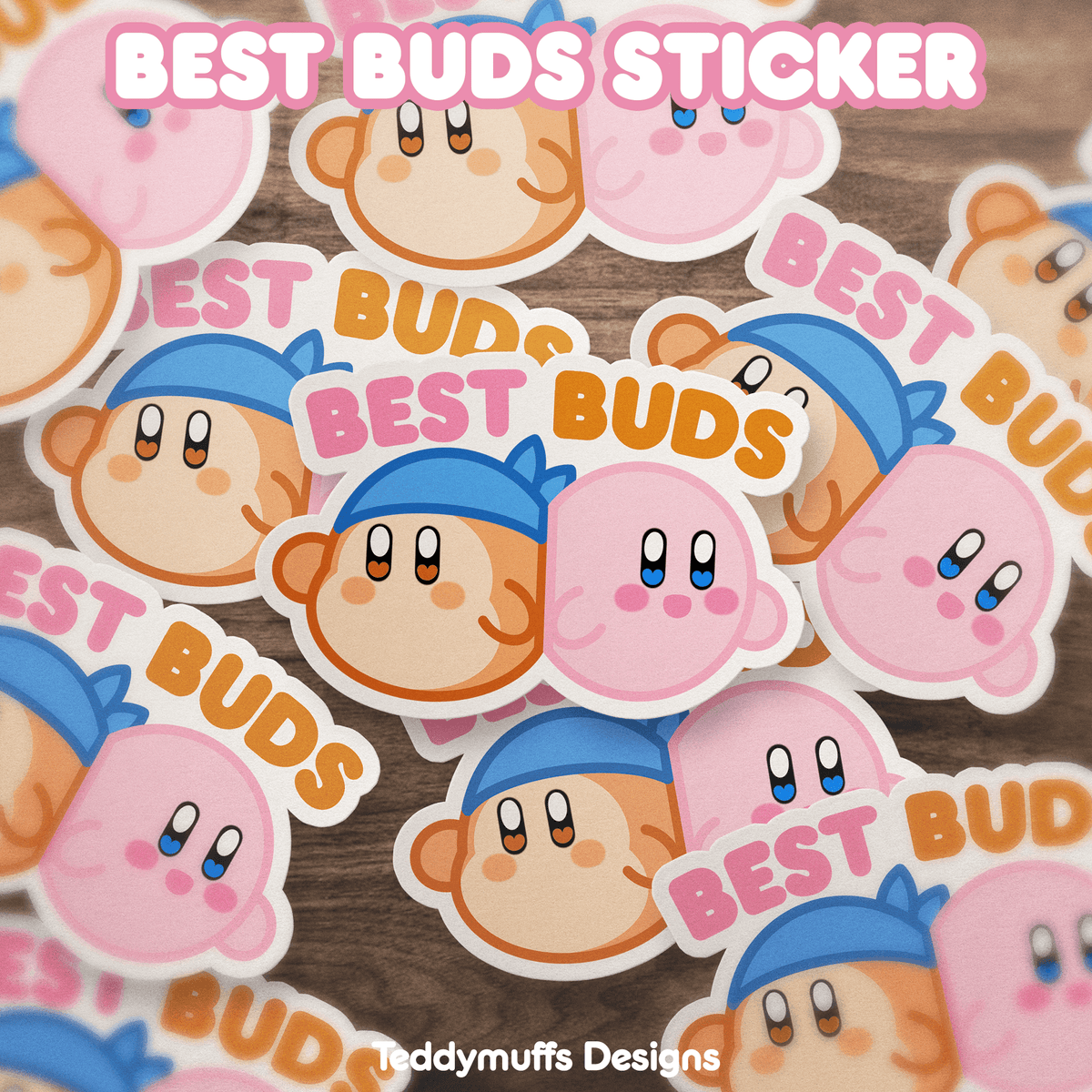Kirby &amp; Waddle Dee &quot;Best Buds&quot; Sticker - Teddymuffs Designs