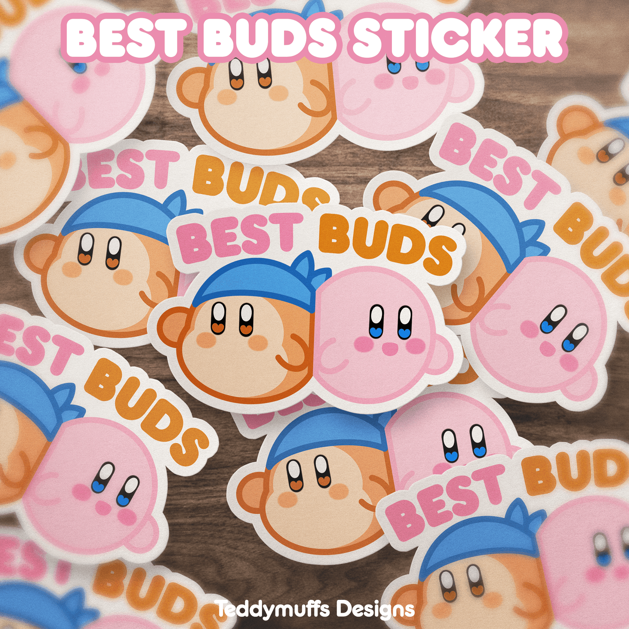 Kirby & Waddle Dee "Best Buds" Sticker - Teddymuffs Designs