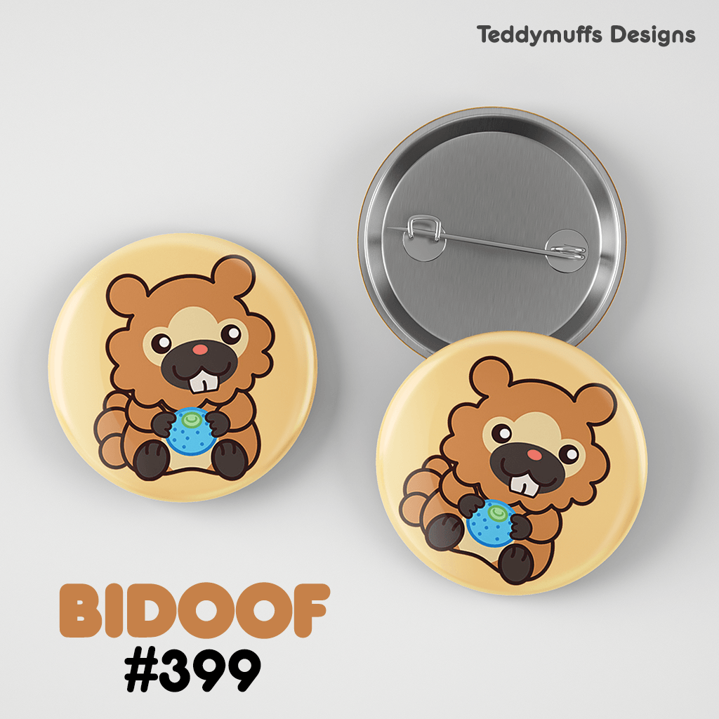 Bidoof Button Pin - Teddymuffs Designs
