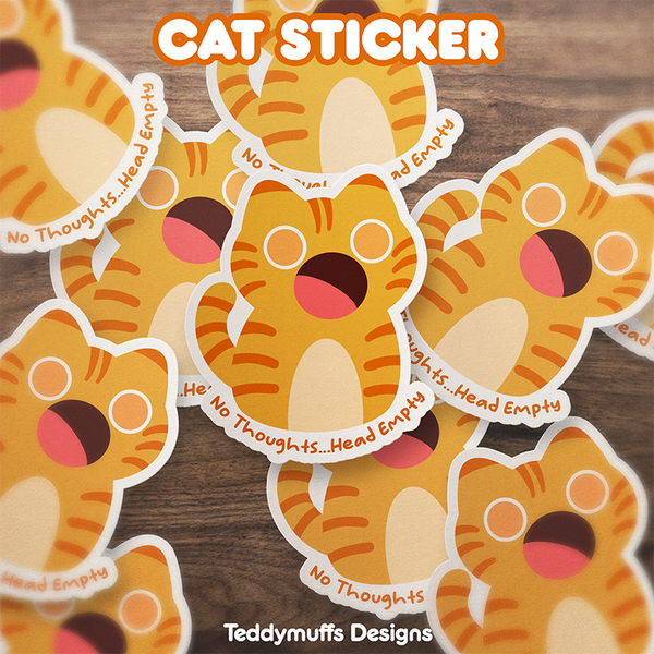 Cat Sticker | Head Empty | Vinyl | Teddymuffs