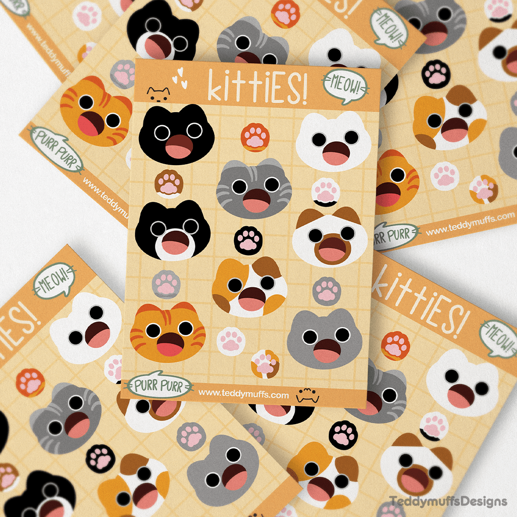 Cats Sticker Sheet - Teddymuffs Designs