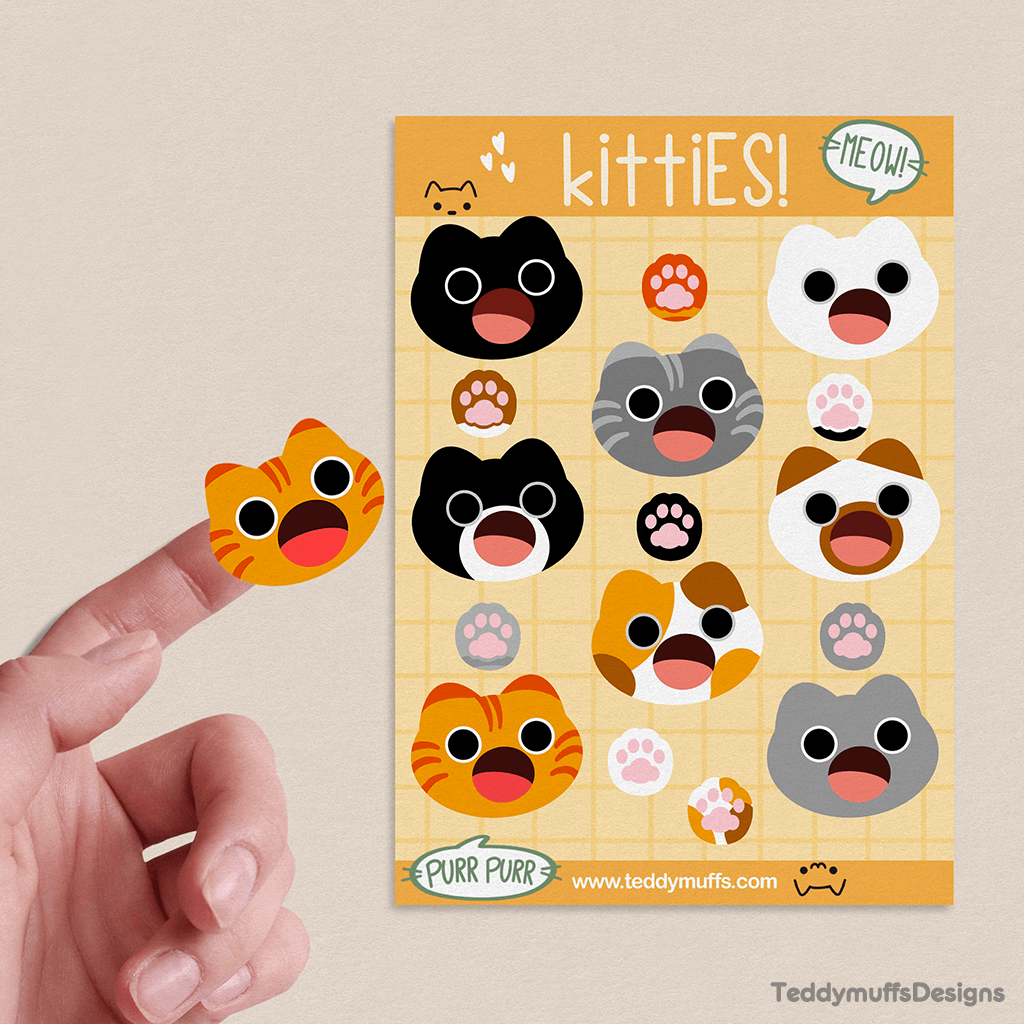 Cats Sticker Sheet - Teddymuffs Designs