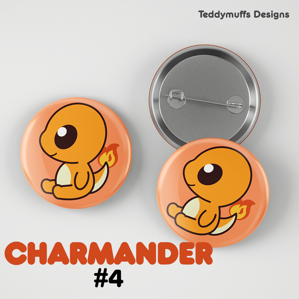 Charmander Button Pin - Teddymuffs Designs