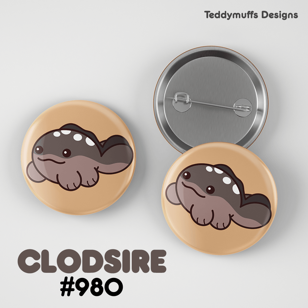 Clodsire Button Pin - Teddymuffs Designs