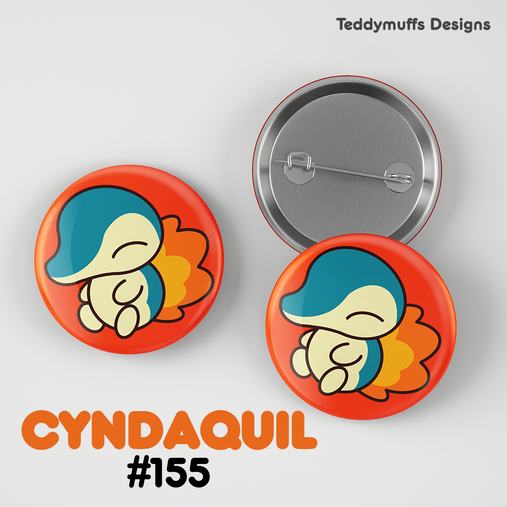 Cyndaquil Button Pin - Teddymuffs Designs