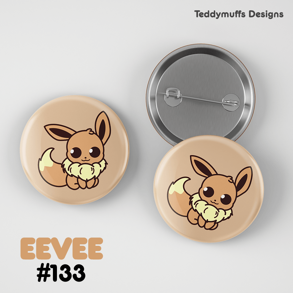 Eevee Button Pin - Teddymuffs Designs