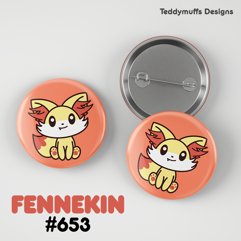 Fennekin Button Pin - Teddymuffs Designs