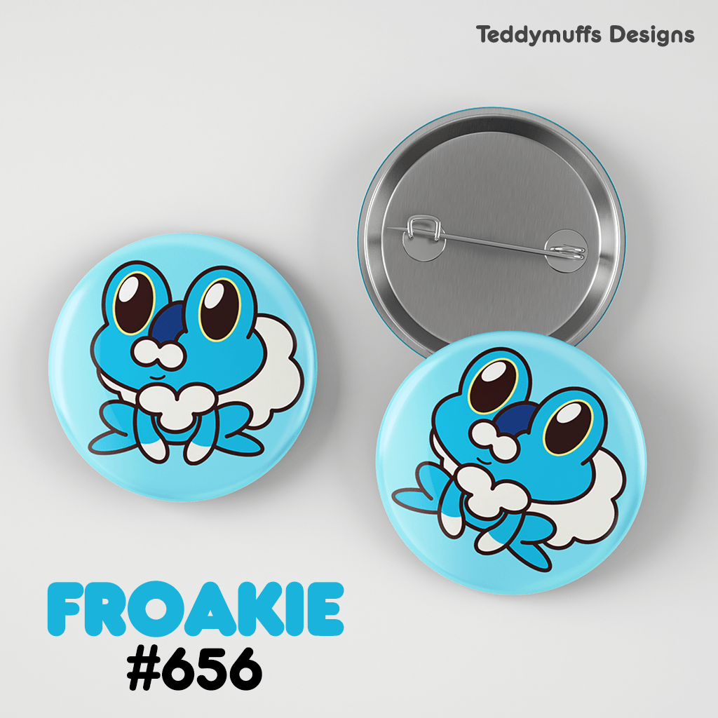 Froakie Button Pin - Teddymuffs Designs