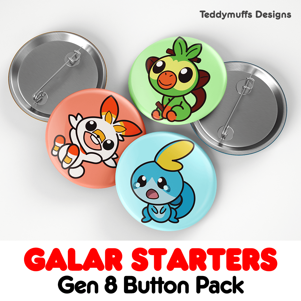 Galar Button Pins - Teddymuffs Designs