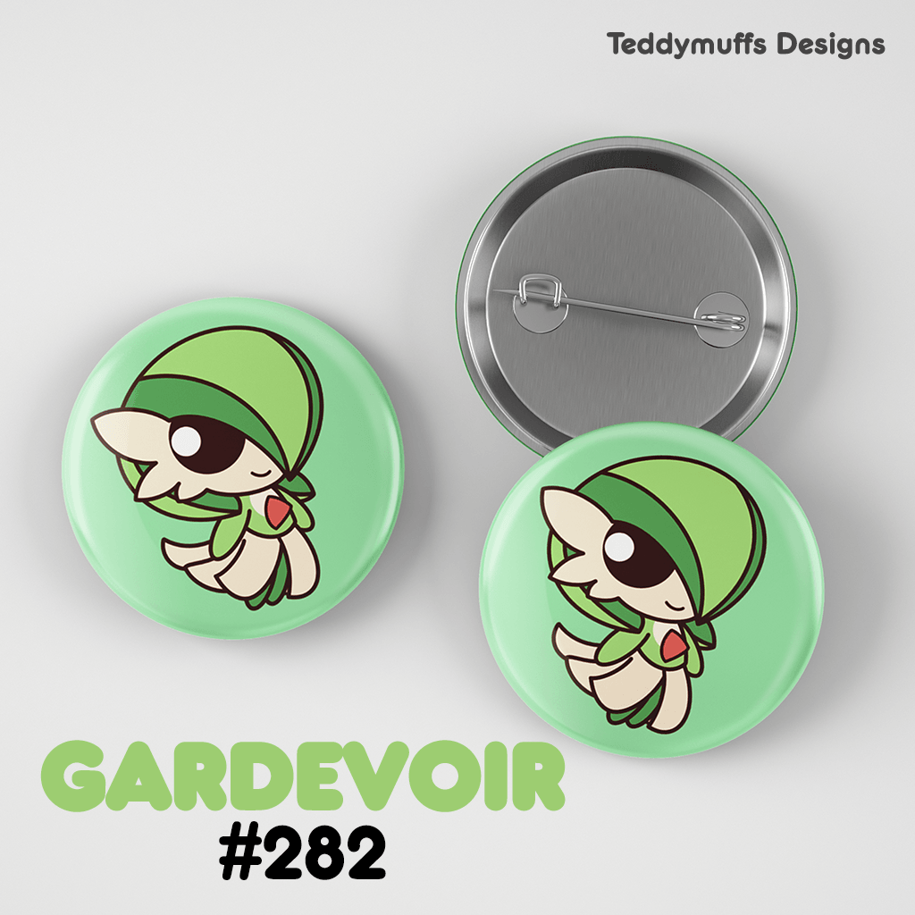 Gardevoir Button Pin - Teddymuffs Designs