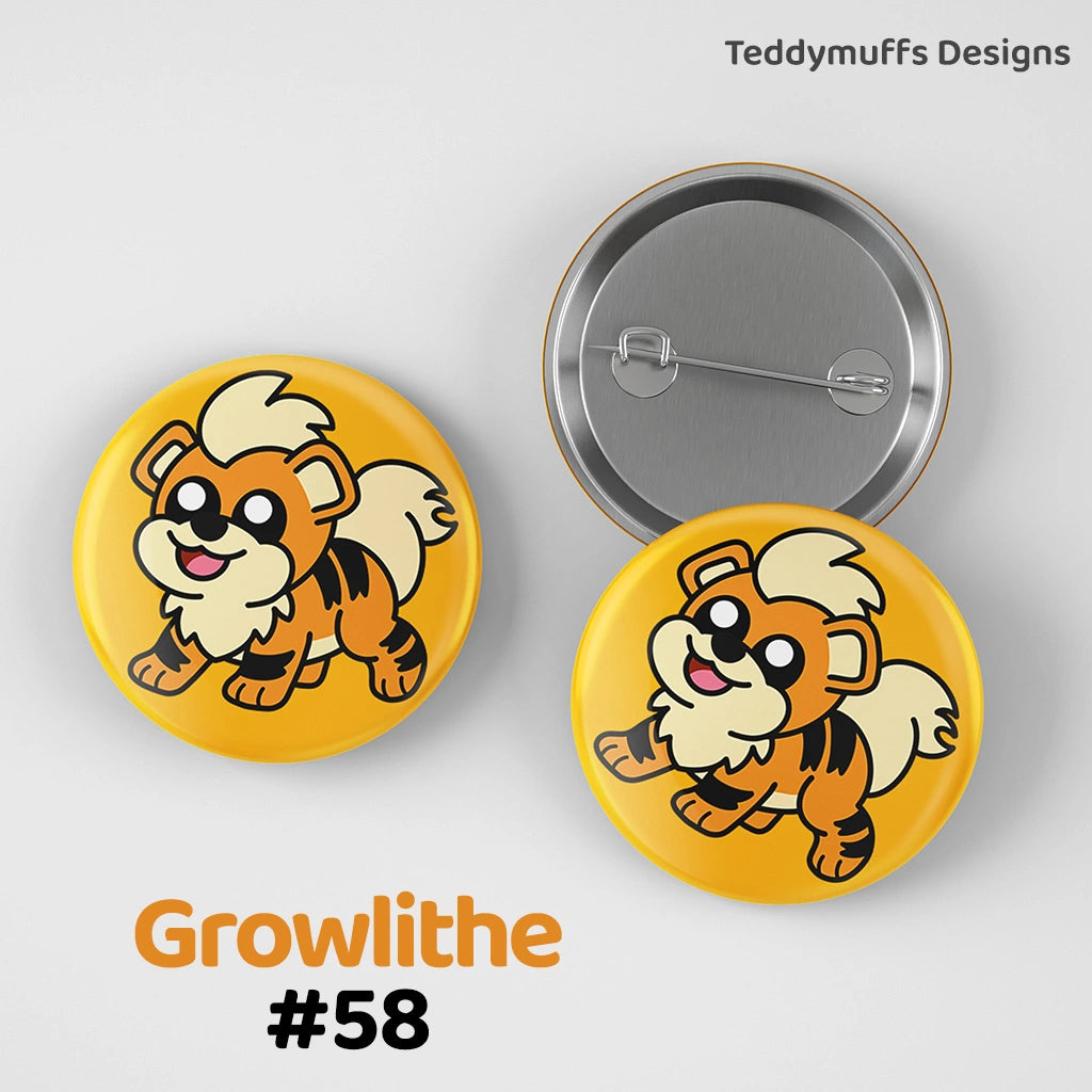 Growlithe Button Pin
