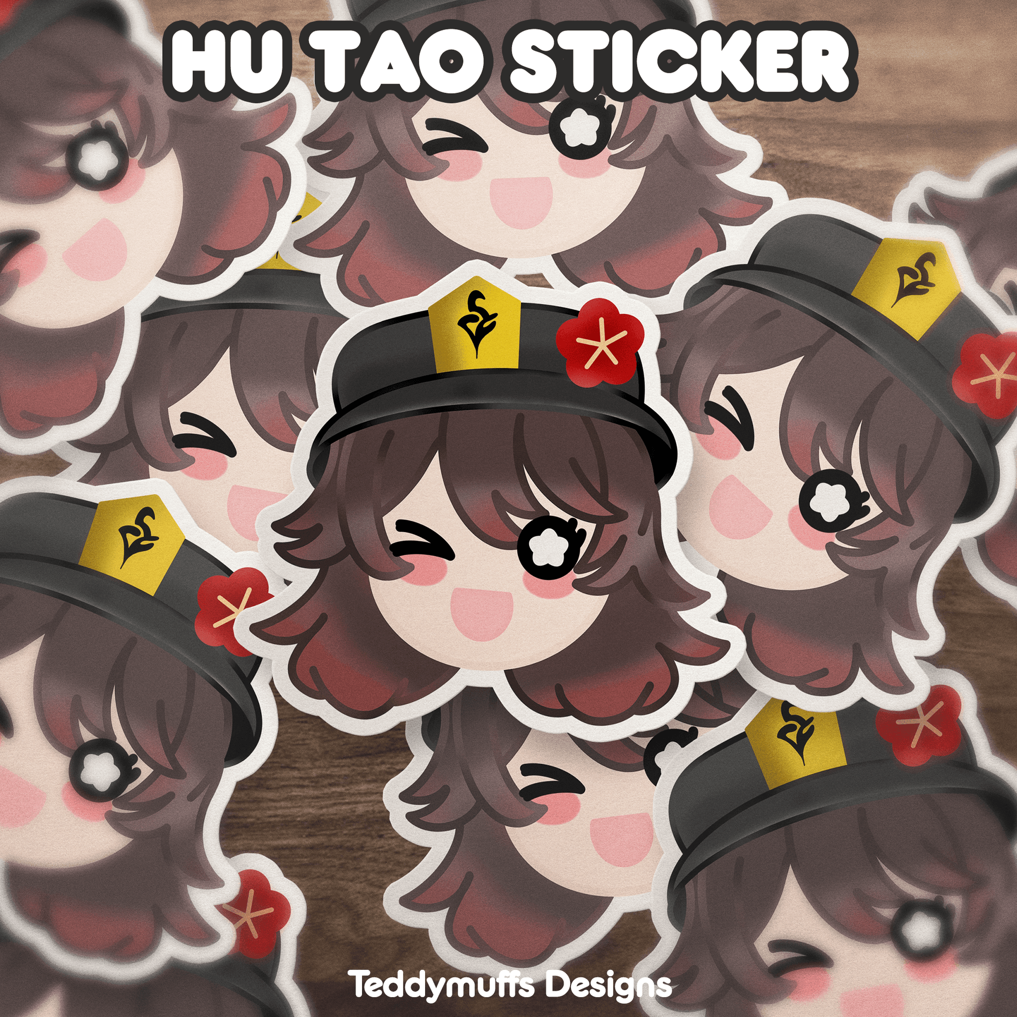 Hu Tao Sticker - Teddymuffs Designs