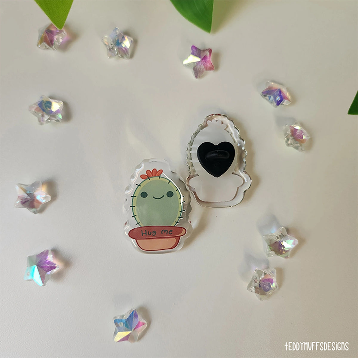Cactus "Hug Me" Acrylic Pin