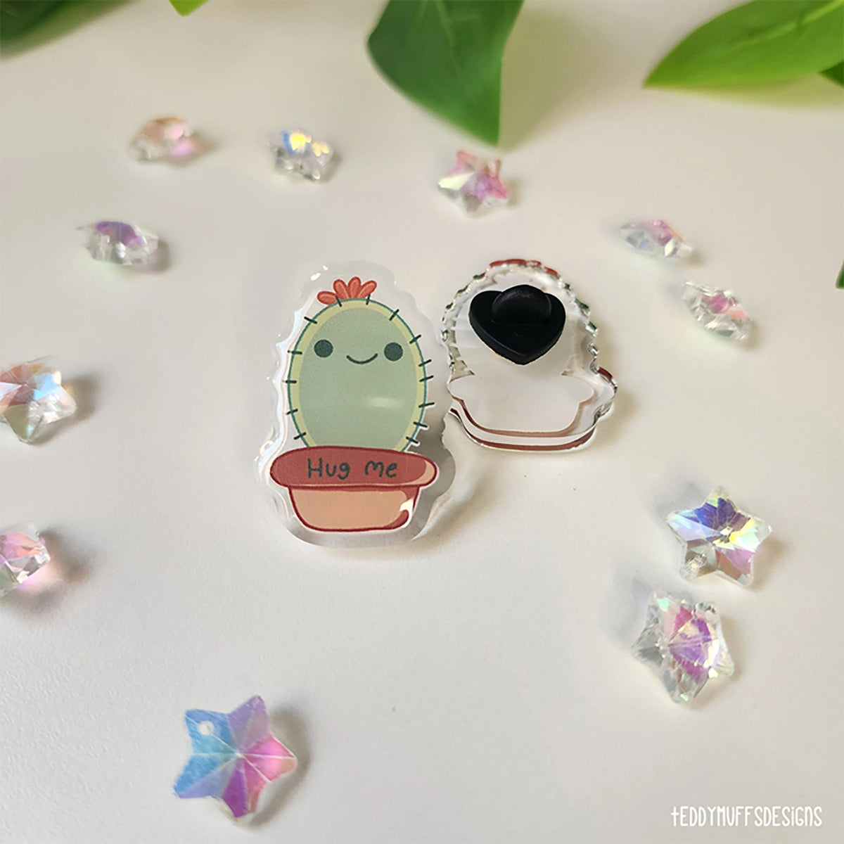 Cactus "Hug Me" Acrylic Pin