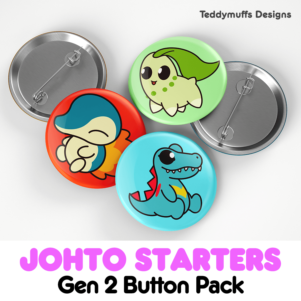 Johto Button Pins - Teddymuffs Designs