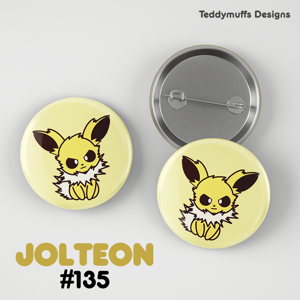 Jolteon Button Pin - Teddymuffs Designs