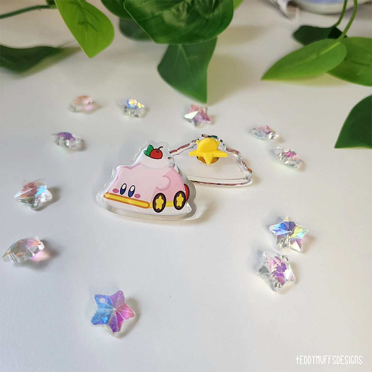 Kirby Car Cake Acrylic Pin (Game-Inspired)