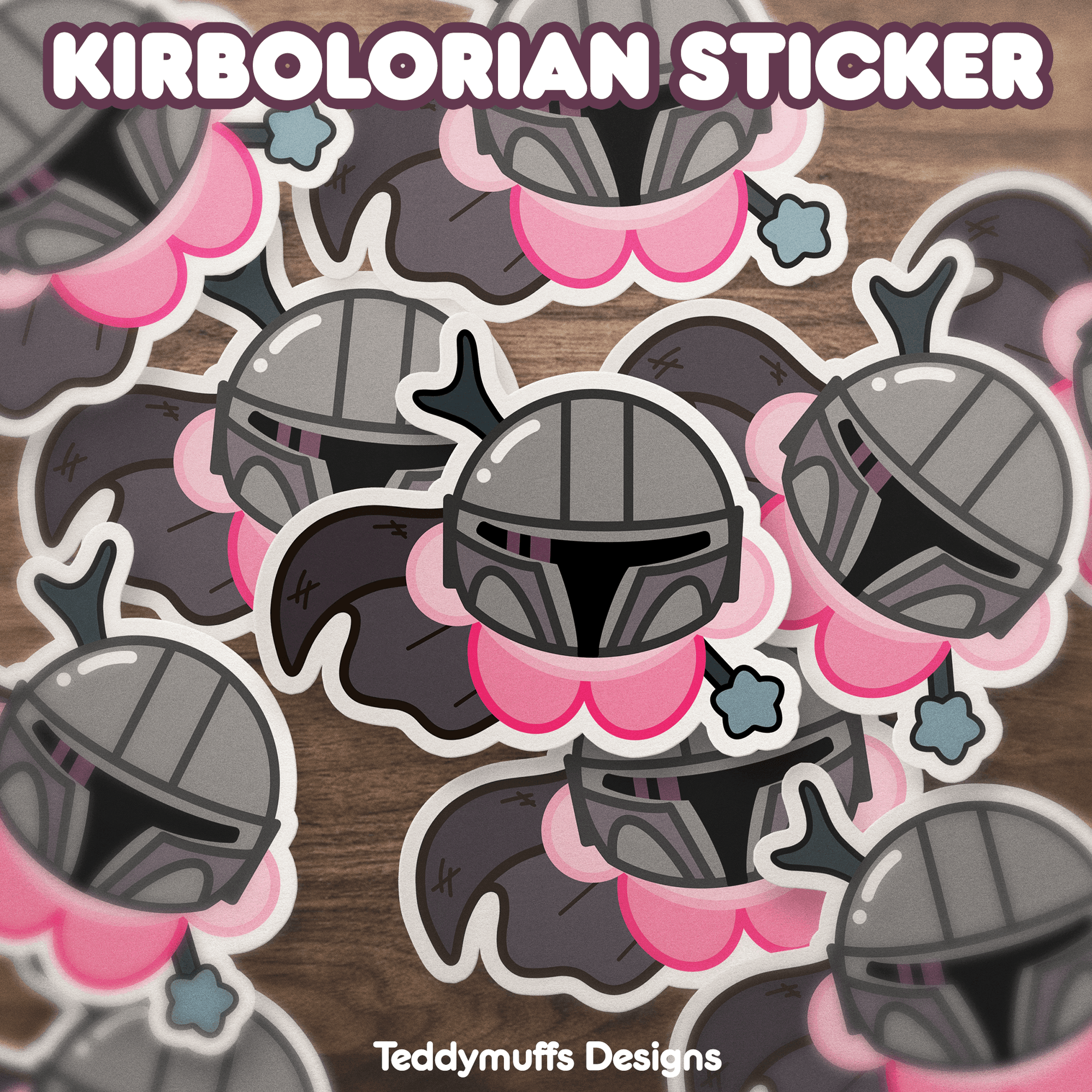 Mandalorian x Kirby Sticker - Teddymuffs Designs