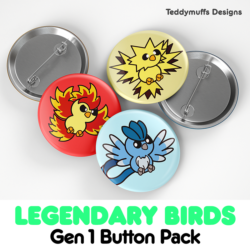 Moltres Button Pin