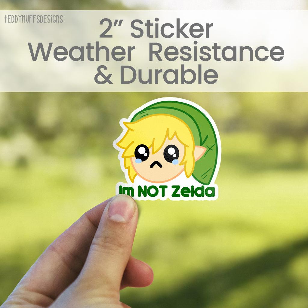 Link &quot;Im NOT Zelda&quot; Sticker - Teddymuffs Designs