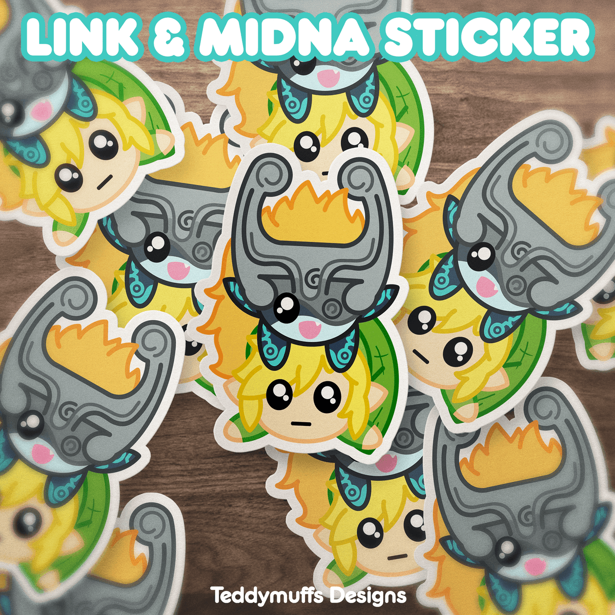 Link &amp; Midna Sticker - Teddymuffs Designs