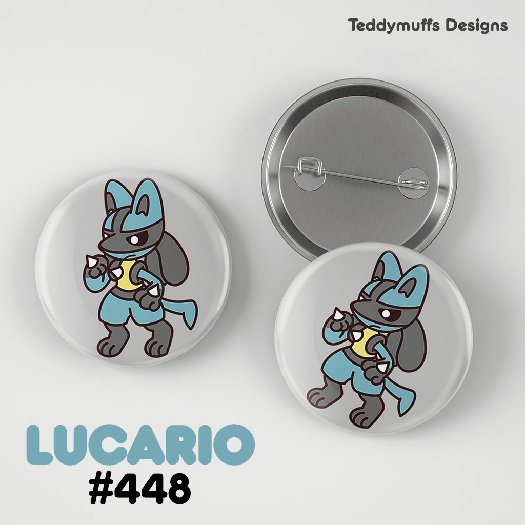 Lucario Button Pin - Teddymuffs Designs