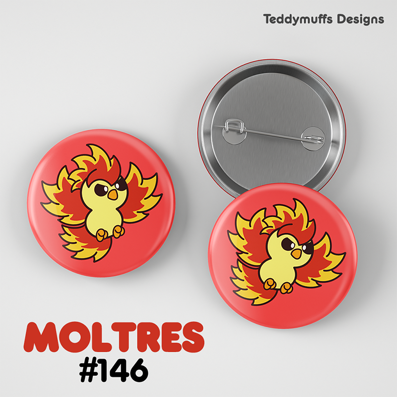 Moltres Button Pin