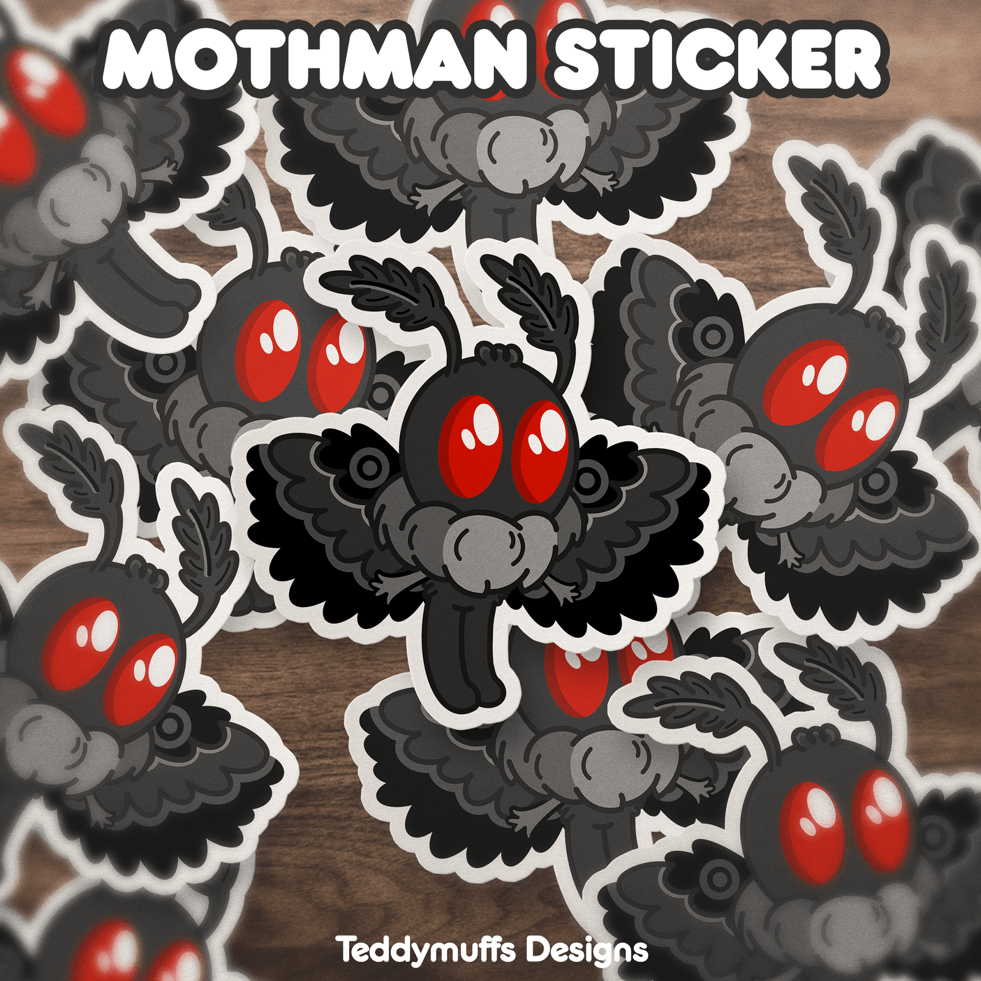 Mothman (Cryptid) Sticker - Teddymuffs Designs