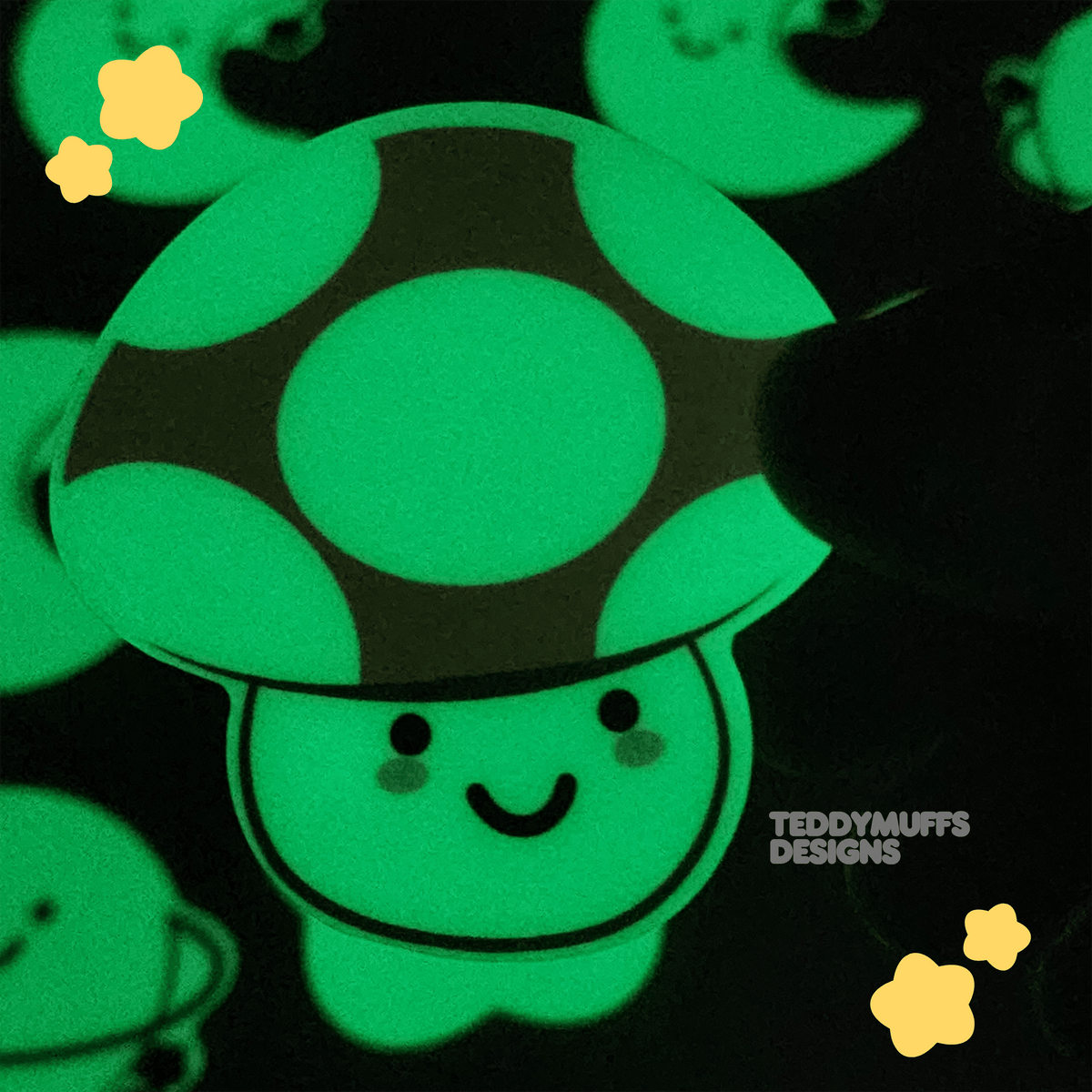 Glow in the Dark Mushroom Sticker - Teddymuffs Designs