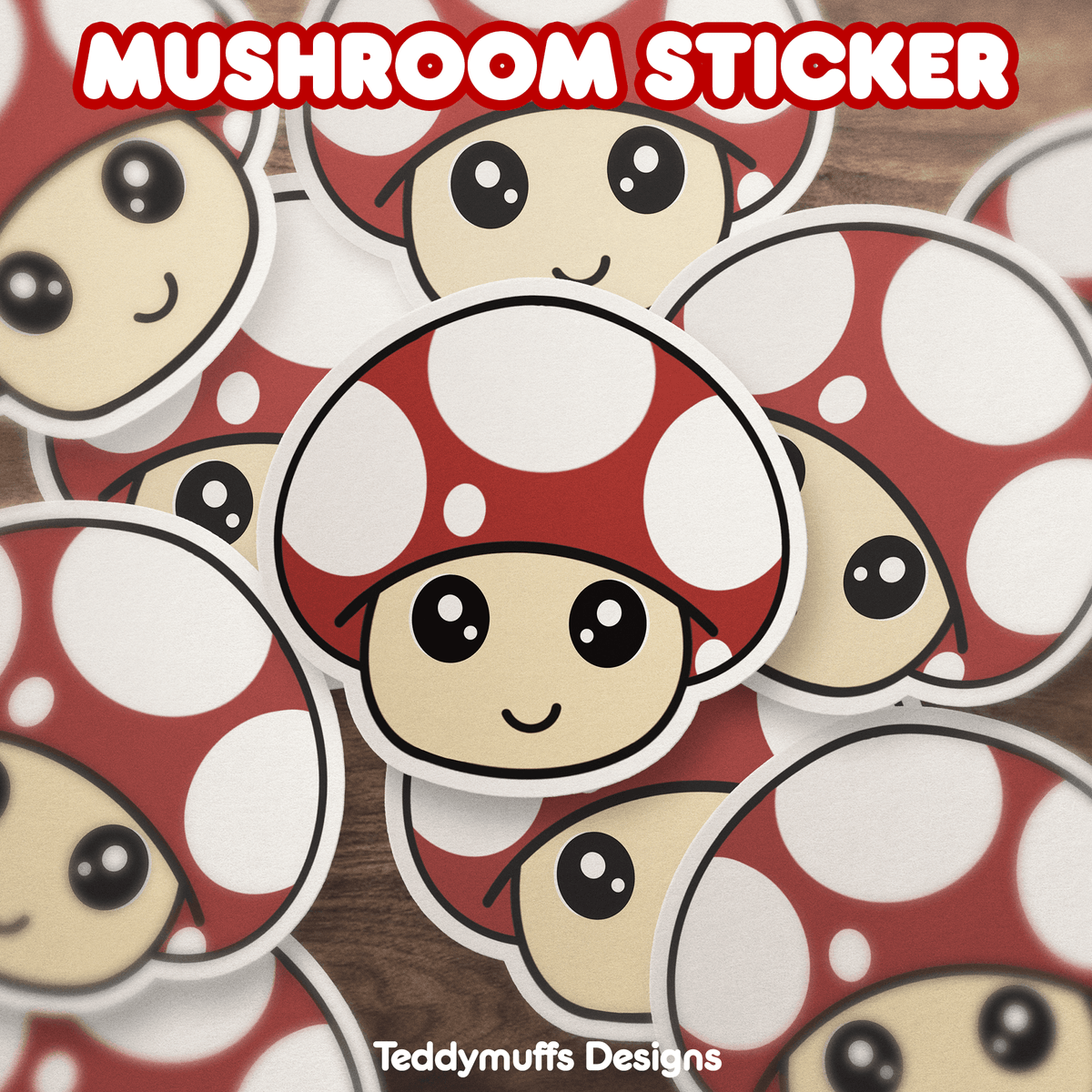 Mushroom Sticker - Teddymuffs Designs