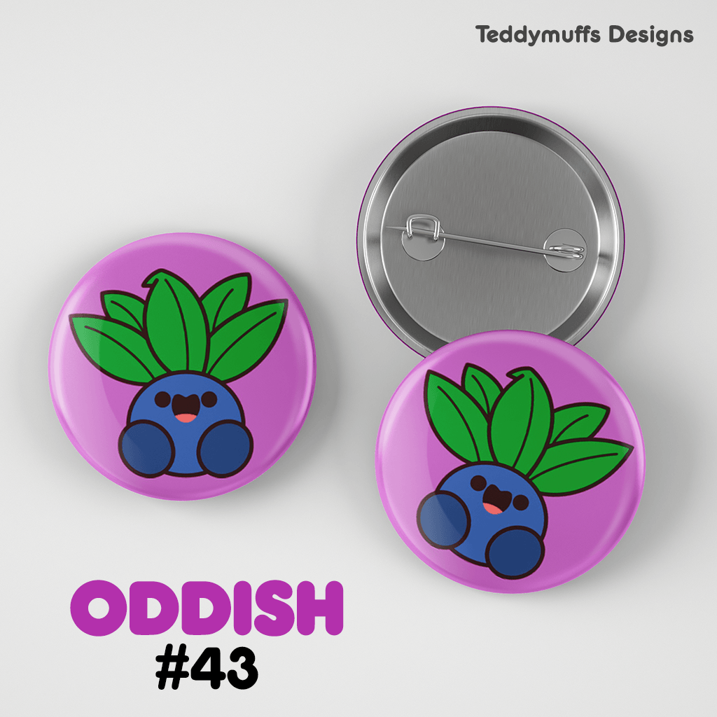 Oddish Button Pin - Teddymuffs Designs