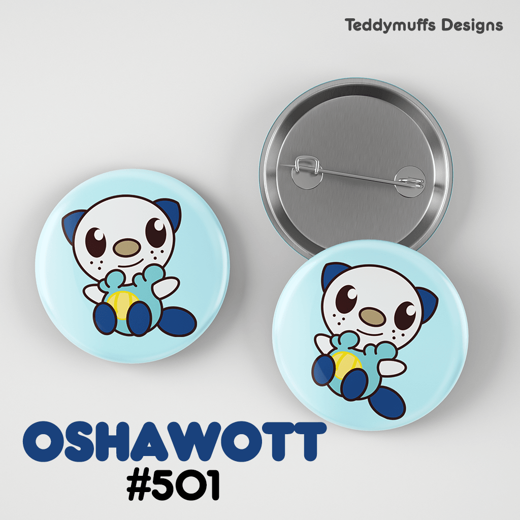 Oshawott Button Pin - Teddymuffs Designs