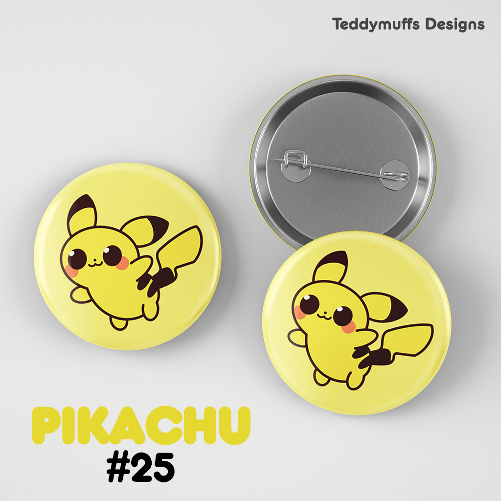 Pikachu Button Pin - Teddymuffs Designs