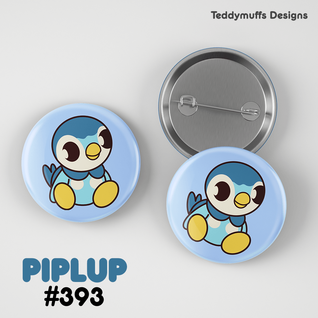 Piplup Button Pin - Teddymuffs Designs
