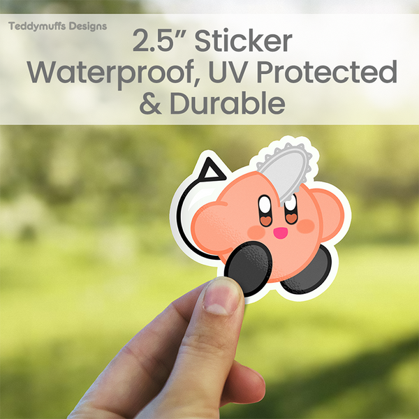 Pochita x Kirby Sticker | Poyo | Vinyl | Teddymuffs