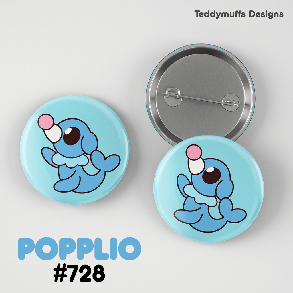 Popplio Button Pin - Teddymuffs Designs