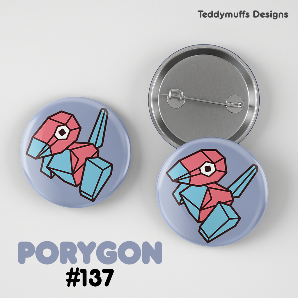 Porygon Button Pin