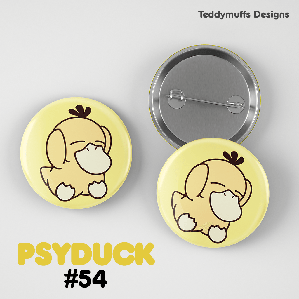 Psyduck Button Pin - Teddymuffs Designs