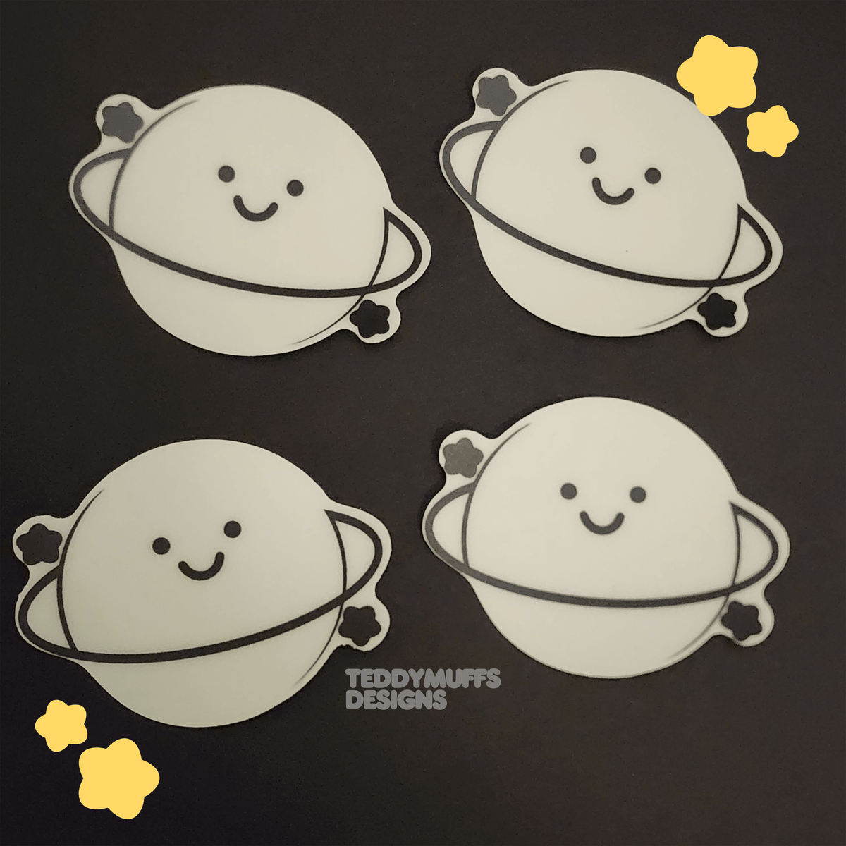 Glow in the Dark Saturn Sticker - Teddymuffs Designs