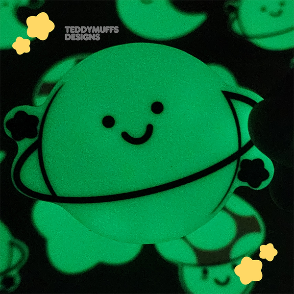 Glow in the Dark Saturn Sticker | Vinyl | Teddymuffs