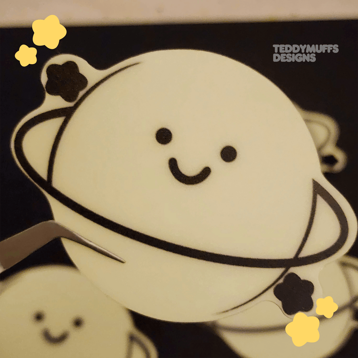Glow in the Dark Saturn Sticker - Teddymuffs Designs