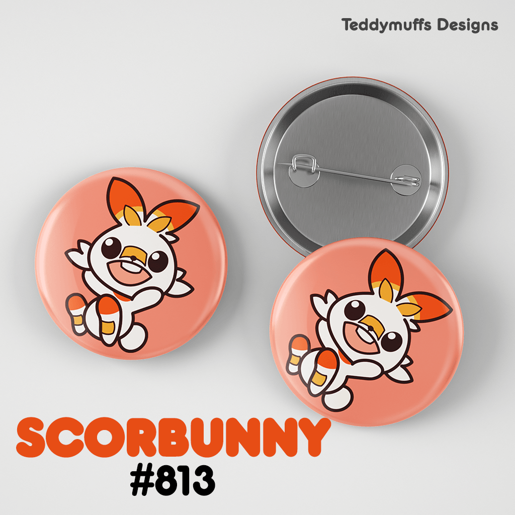 Scorbunny Button Pin - Teddymuffs Designs
