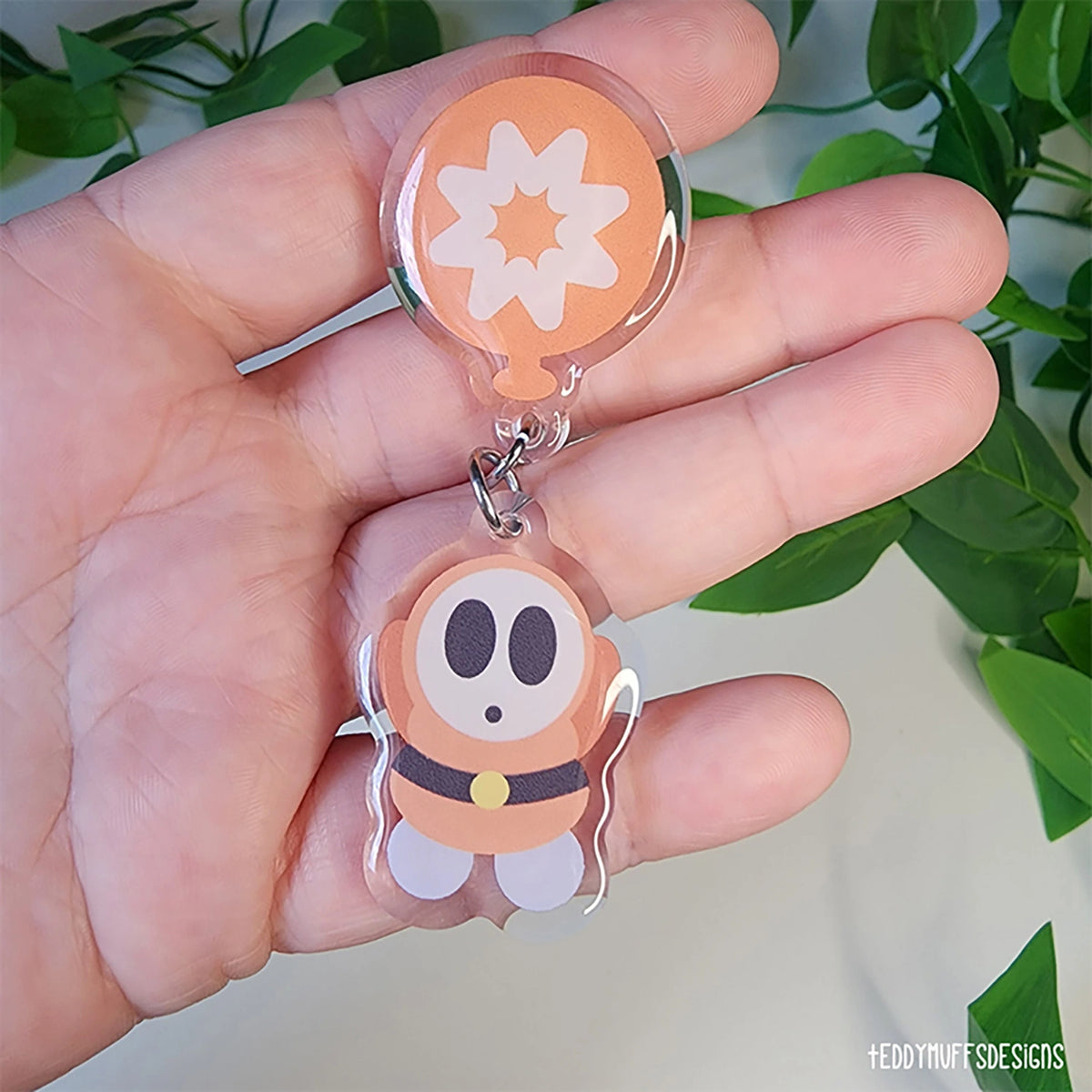 Shy Guy Acrylic Pin + Dangle Charm (Mario Inspired)