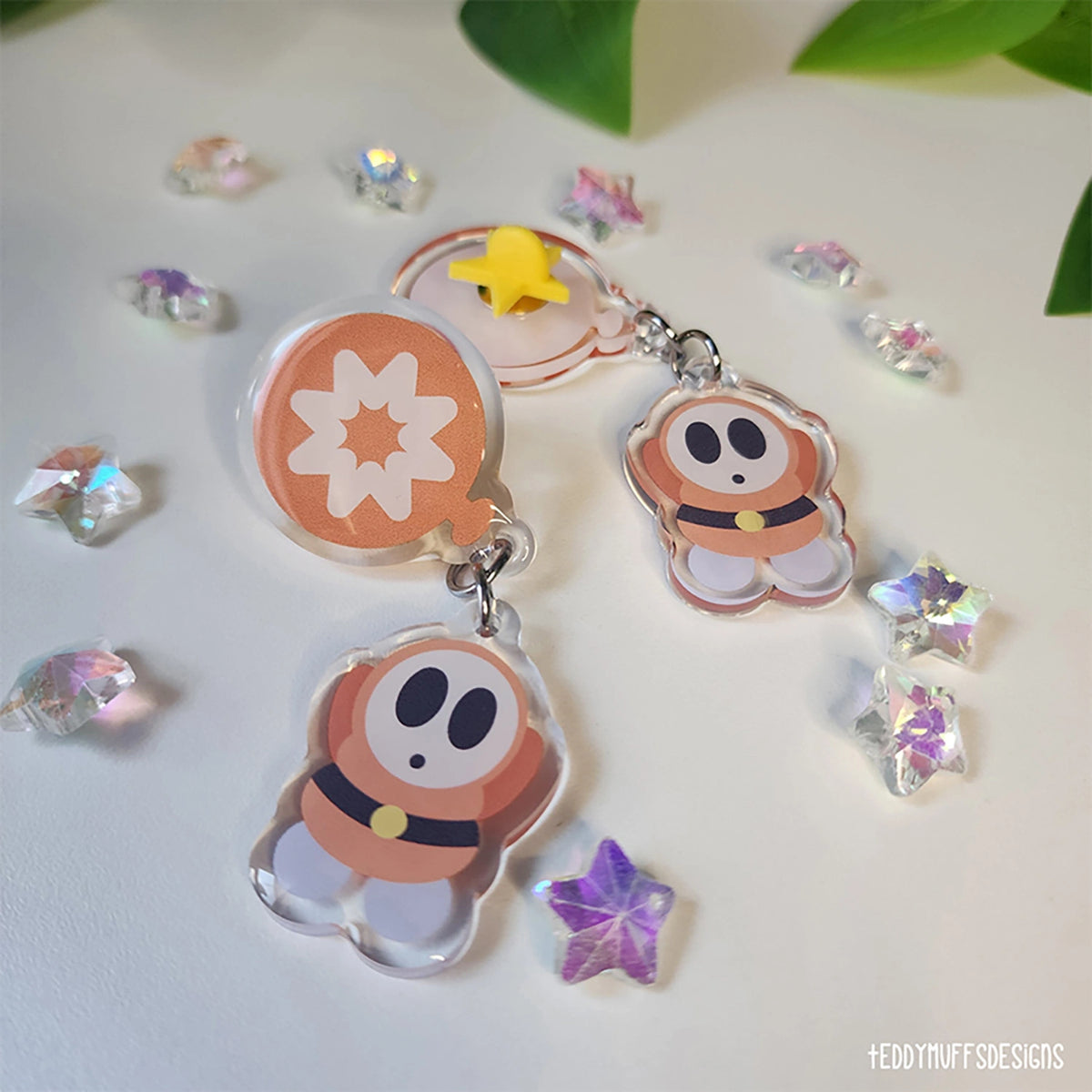 Shy Guy Acrylic Pin + Dangle Charm (Mario Inspired)