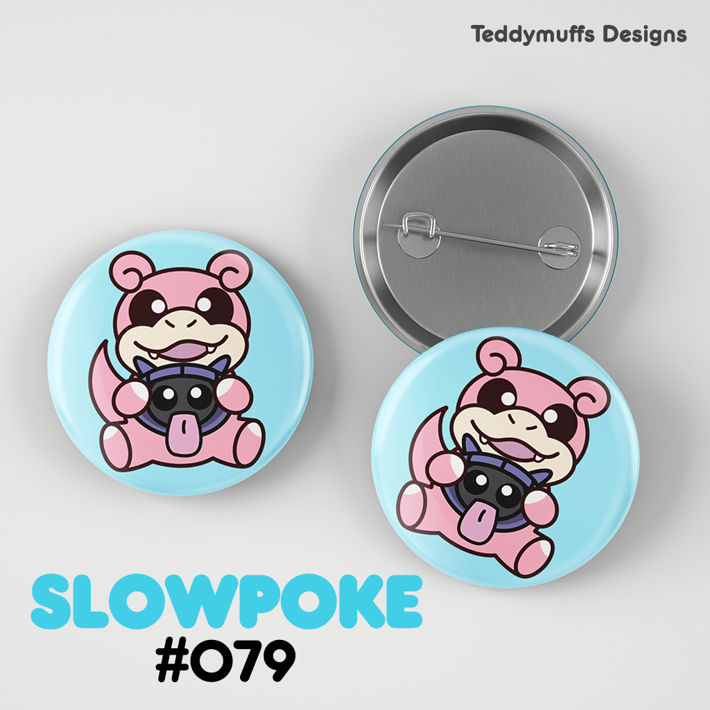 Slowpoke Button Pin - Teddymuffs Designs
